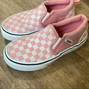 Vans size 12 girls pink checker slip on shoes